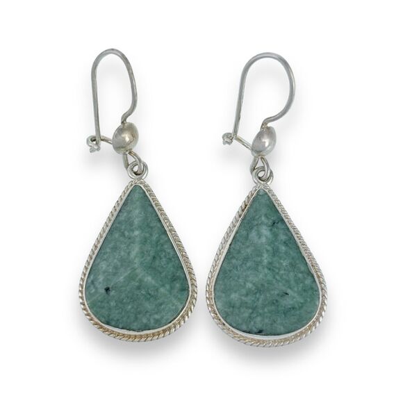 Zandra Lorena Sajbin Sterling Silver 925 Jade "Green Dimensional Drop" Earrings - Picture 1 of 4